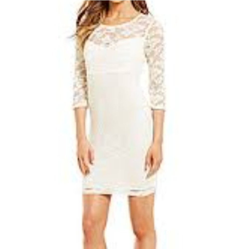 ASTR White Lace Graduation Wedding Dress Size S